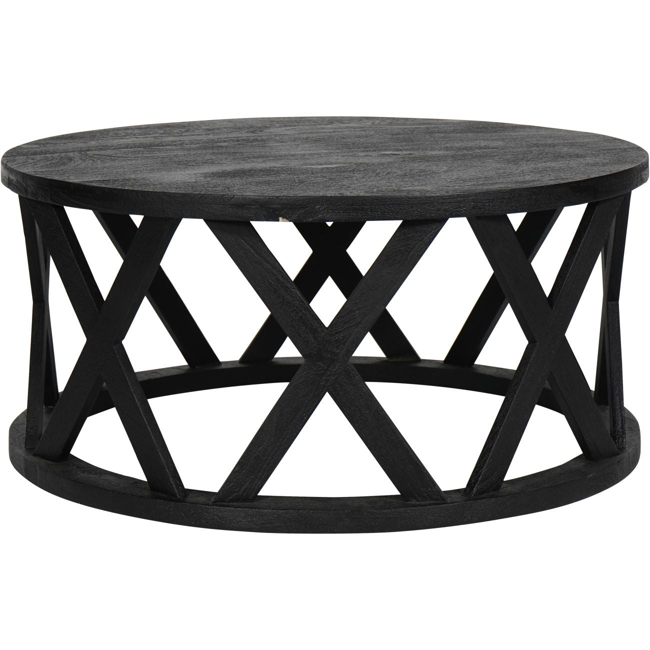 Cali Black Mango Wood Round Coffee Table